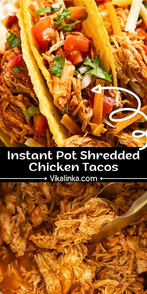 Shredded Chicken Pressure Cooker, Instant Pot Shredded Chicken Tacos, Instant Pot Shredded Chicken, Pulled Chicken Tacos, Pressure Cooker Recipes Chicken, Instant Pot Easy, Pulled Chicken Recipes, New Chicken Recipes, Mexican Shredded Chicken