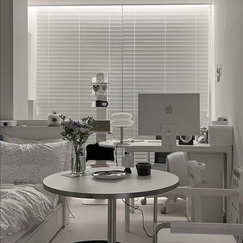 Bedroom Study Room, Makeover Bedroom, Dekorasi Kamar Tidur, Study Room Decor, Minimalist Room, White Rooms, Dream Room Inspiration, Room Makeover Bedroom, Room Makeover Inspiration