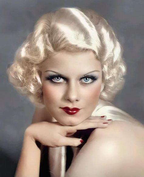 Jean Harlow Makeup, Jean Harlow 1930s, Jean Harlow Style, Jean Harlow Color, 1930 Actresses, 1930s Actresses, 1930s Fashion Hair, 1930s Makeup, 1930s Glamour