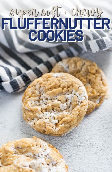 Peanut Butter Marshmallow Cookies (Fluffernutter Cookies) Fluffer Nutter Cookies, Peanut Butter Marshmallow Cookies, Fluff Cookies, Marshmallow Peanut Butter, Fluffernutter Cookies, Fluffer Nutter, Marshmallow Fluff Recipes, Cookies Peanut Butter, Baking Challenge