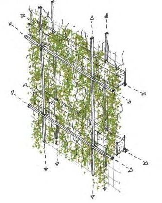 Plant Facade Architecture, Facade Planters Architecture, Green Facade Detail, Green Wall Architecture, Green Facade Architecture, Green Facade Design, Green Tower, Plant Structure, Green Facade