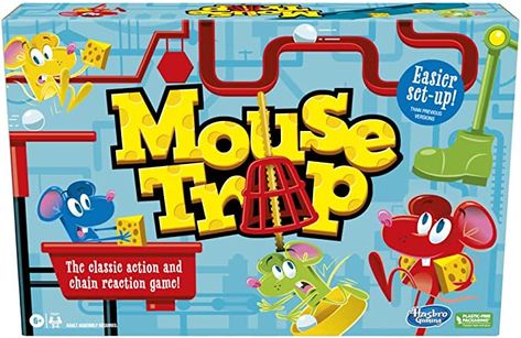 Amazon.com: Hasbro Gaming Mouse Trap Board Game for Kids Ages 6 and Up, Classic Kids Game for 2-4 Players, with Easier Set-Up Than Previous Versions : Toys & Games Mouse Trap Board Game, Mouse Trap Game, Board Game For Kids, Fun Indoor Activities, Mouse Trap, Mouse Traps, Kids Game, Fun Board Games, Family Board Games