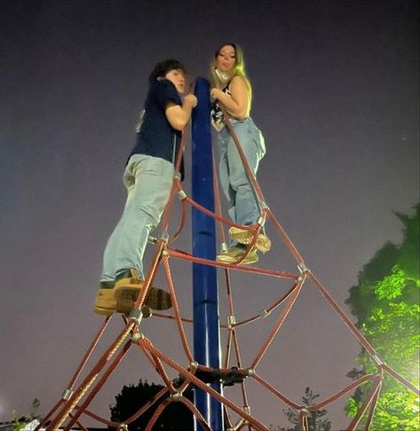 Couple On Playground, Couple At Playground, Playground Date Aesthetic, Teenage Date Ideas Aesthetic, High School Sweethearts Aesthetic, Fun Couple Aesthetic, High School Couple Aesthetic, Teen Love Aesthetic, Platonic Love Aesthetic