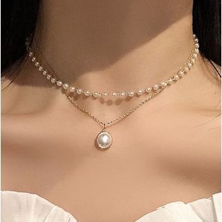 Gemsha - Faux Pearl Layered Necklace Pearl Layered Necklace, Layered Choker Necklace, Layered Chokers, Dope Jewelry, Pearl Choker, Girly Jewelry, Layered Necklace, Trendy Jewelry, Dainty Jewelry