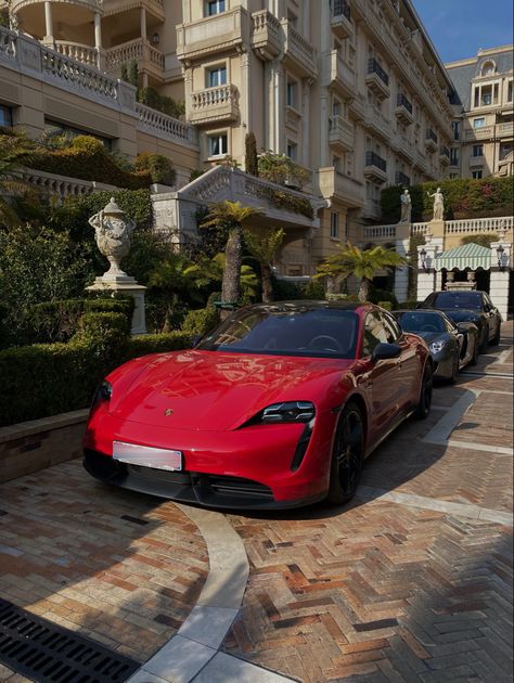 Car red Monte-carlo monaco Porsche Porsche Tycan S, Red Porsche Aesthetic, Porsche Truck, Red Porsche, Orange Car, Porsche Taycan, Porsche Gt3, Cute Couple Outfits, Exotic Sports Cars