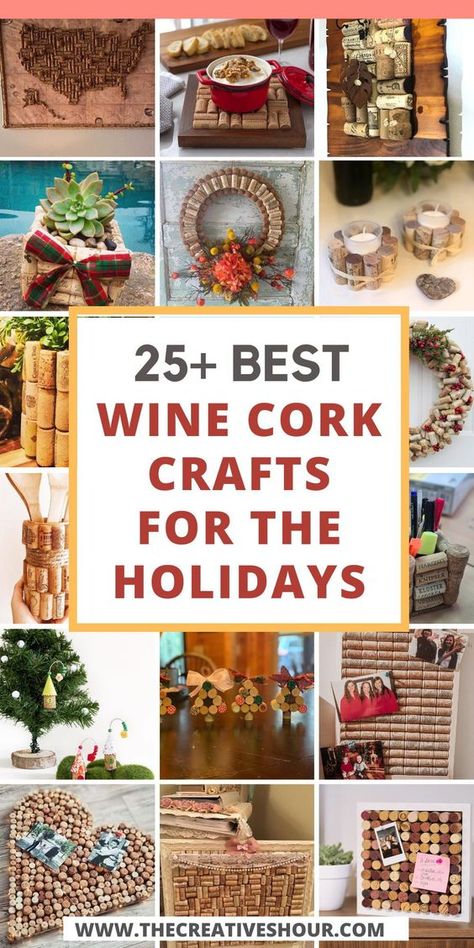 Wine cork crafts are unique and quite a millennial trend. It takes almost minimal effort but it looks posh and chic when included in the house decoration. So, here are some aesthetic wine cork crafts for wedding, decoration, Christmas, kids, wreath, wall art. Click here doe more unique wine cork crafts, DIY wine cork crafts, wine cork crafts for wedding, wine cork crafts for decoration, wine cork crafts for kids. Wine Cork Ideas Decoration, Things To Make With Corks Crafts, Wine Cork Christmas Tree Ornaments, Cork Decorations Christmas, Cork Wreaths How To Make A, Projects With Corks, Wine Cork Christmas Wreath, Christmas Wine Cork Ideas, Crafts With Wine Corks Diy