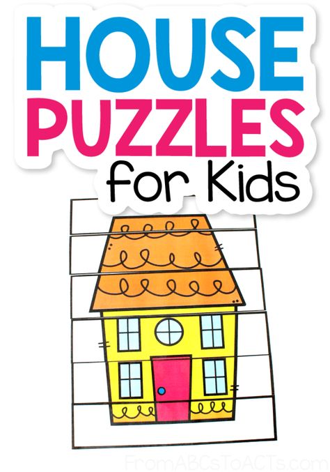 Puzzles For Preschoolers, Printable House, Puzzle Worksheet, House Work, Colorful Houses, Family Theme, Puzzles For Toddlers, School Clubs, Busy Bags