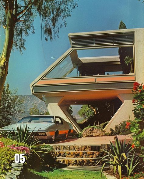 Choose your house! Visit Newretro.Net for the best and affordable retro outfits - Link in bio! - Hashtags: #1984 #synthwave #retrowave… | Instagram Retro Futuristic House Exterior, Houses From The 80s, Retro Futuristic House, Retro Futurism House, Retro House Aesthetic, Cool House Exterior, Retro House Exterior, Retrofuture Aesthetic, Pink Vaporwave