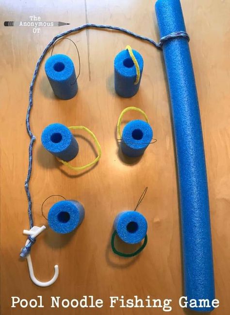 Pool Noodle Crafts, Nursing Home Activities, Outside Games, Fishing Birthday Party, Diy Kids Games, Elderly Activities, Pool Noodle, Pool Games, Fishing Birthday