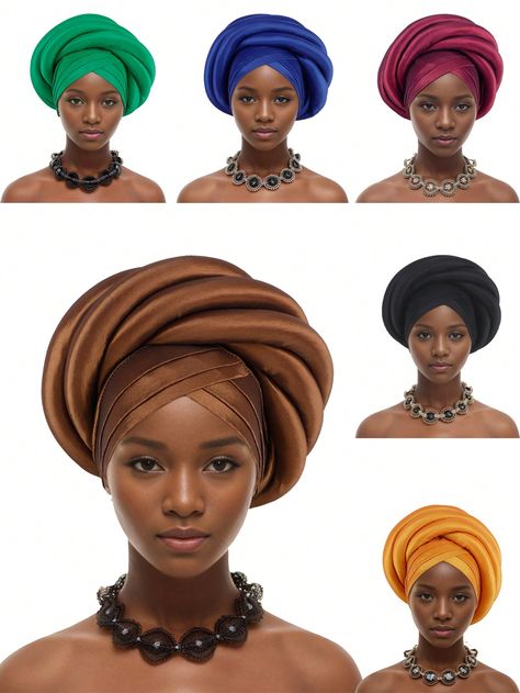 Ready African Auto Gele Headtie Big Braid Turban Cap For Women Nigeria Female Head Wraps Lady Fashion Headgear Turbante Mujer Multicolor    Polyester    Spring/Summer,Fall/Winter Women Accessories, size features are:Bust: ,Length: ,Sleeve Length: Fashion Headgear, Big Braid, Hair Bonnets, Turban Cap, Big Braids, Hair Bonnet, Female Head, Lady Fashion, Elegant Dresses Long