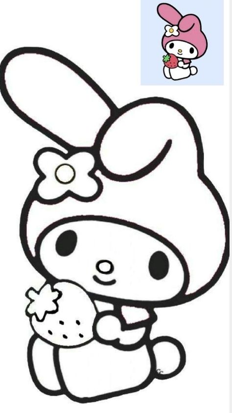 #My  Melody My Melody Simple Drawing, My Melody Canvas Painting, Cute Pictures To Draw Easy Ideas, My Melody Svg, How To Draw My Melody, My Melody And Kuromi Drawing, My Melody Outline, My Melody Painting, My Melody Drawing