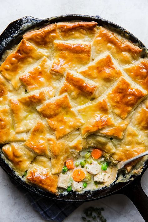 Skillet Chicken Pot Pie, Easy Chicken Pot Pie Recipe, Creamy Chicken Pot Pie, Chicken Pie Recipe, Chicken Pot Pie Filling, Homemade Chicken Pot Pie, Pot Pie Filling, Chicken Pot Pie Recipe, The Modern Proper