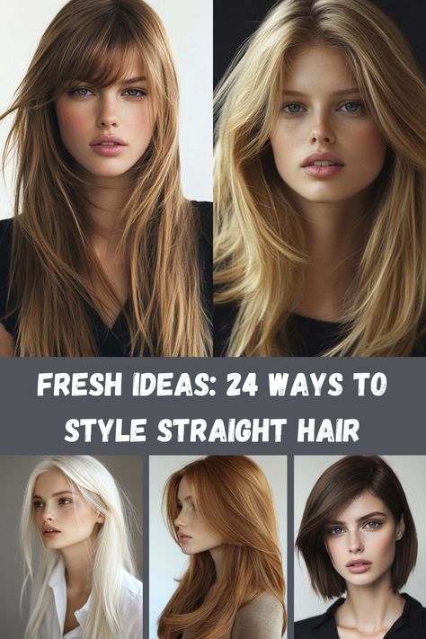 Straight hair doesn’t have to be boring. Check out 24 fresh and exciting ways to style straight locks, giving your look new life and dimension. Hairstyles For Prom Medium Length Straight Hair, Medium Long Hair With Layers Straight, Straight Hair With Waves At The End, Face Framing Straight Hair, Face Frame Straight Hair, Face Framing Straight, Ways To Style Straight Hair, Medium Length Straight Hairstyles, Straight Hair Layers