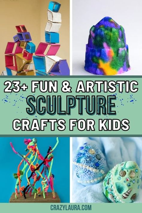 List of Fun & Artistic Sculpture Crafts For Kids #SculptureCrafts #Kids #Art Kindergarten Sculpture, Fun Sculpture, Artistic Sculpture, 3d Art Projects, Sculpture Art Projects, Sculpture Lessons, Cardboard Sculpture, Sculpture Projects, Elementary Art Projects