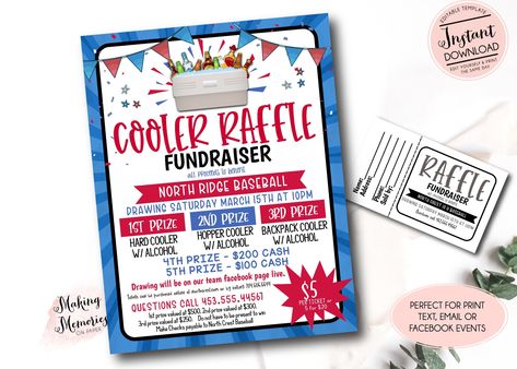 Cooler Raffle Fundraiser Flyer, Alcohol Raffle fundraiser Template, Sports Fundraiser, pto pta Charity, Cooler Raffle Template, Cooler Flyer Booze Wagon Fundraiser, Travel Team Fundraisers, Sport Fundraiser Ideas, Cooler Raffle, Sports Fundraising Ideas, Fundraising Ideas For Sports, Charity Fundraising Ideas, Unique Fundraising Ideas, Raffle Fundraiser