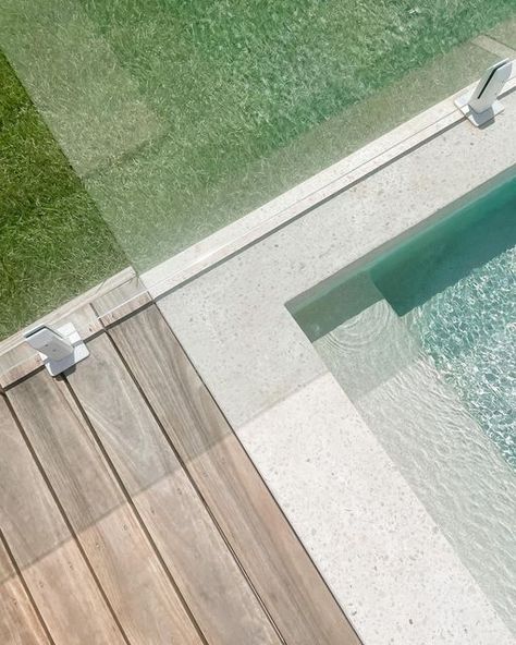 Stone Around Pool, Pool Fencing Landscaping, Bali Pool, Waterline Pool Tile, Cement Pools, Decks Around Pools, Pool Paving, Lounge Pool, Pool Resurfacing