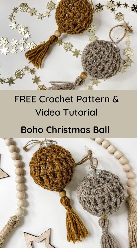 Crochet Christmas Ornaments Free Pattern, Crochet Christmas Ornaments Free, Crochet Ornament Patterns, Christmas Crochet Patterns Free, Quick Crochet Projects, Crochet Ball, Crochet Xmas, Crochet Christmas Decorations, Crochet Wall Hangings