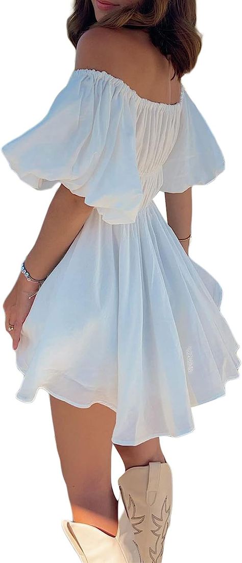 A cute little find on amazon, check more on amazon using my link! #amazonafflilate #amazon #cutedresses #inspo Bohemian Holiday, Short Puff Sleeve, Mini Cami Dress, Dress 2024, Summer White, Mini Dresses For Women, Patchwork Dress, Casual Summer Dresses, Evening Attire