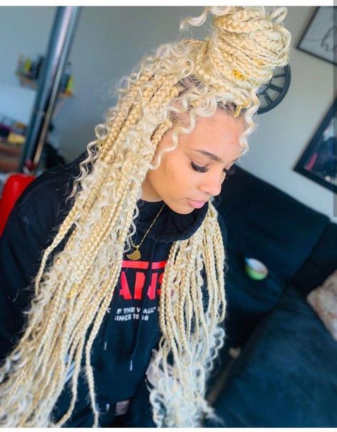 Blonde Dreadlocks, Blonde Box Braids, Goddess Braids Hairstyles, Faux Locs Hairstyles, Blonde Braids, Box Braid, Box Braids Styling, Braids With Curls, Braids Hair