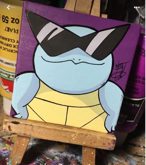 Squirtle Canvas Art, Squirtle Painting Canvas, Canvas Pokemon Painting, Pokemon Art Painting, Pokemon Squirtle Drawing, Simple Pokemon Painting, Pokemon Paintings Easy, Pokemon Canvas Painting Easy, Gengar Painting Canvas