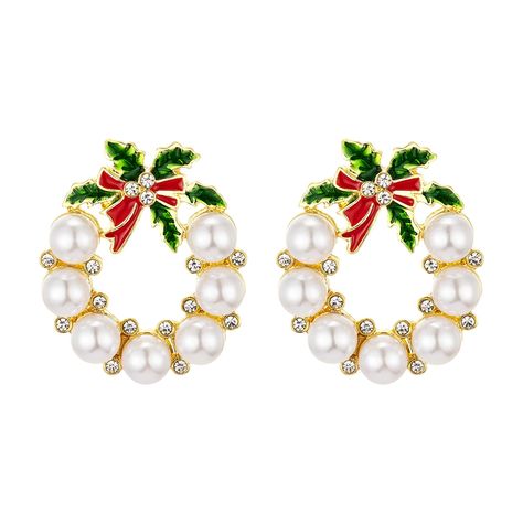 PRICES MAY VARY. [Unique Christmas Gifts for Women] - Perfect christmas gifts for mom, mother-in-law, grandma, sisters or anyone you love. These christmas-themed wreath earrings are sure to catch everyone's attention during the festive season. [Customized Christmas Earrings] - Adorable and charming stud christmas wreath earrings, adorned with simulated pearls. Adding a touch of holiday spirit to any outfit or accessory. A nice costume jewelry for women christmas. [Premium Materials, Fine Workman Christmas Gifts For Christian Women, Burrrrr Basket, Christmas Wreath Earrings, In Law Christmas Gifts, Gold Christmas Wreath, Christmas Beading, Wreath Earrings, Hoop Drop Earrings, Christmas Gifts For Grandma