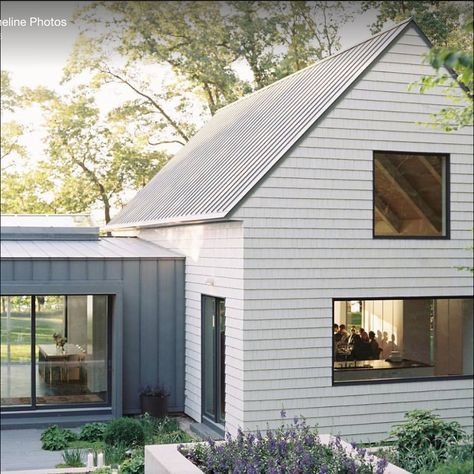 shot my kyle john Modern Farmhouse Cladding, Modern Weatherboard House, Modern Green Exterior, Cladding House Exterior, Charcoal House, Pelan Rumah, Buffalo Wedding, New Buffalo, Steel Roofing