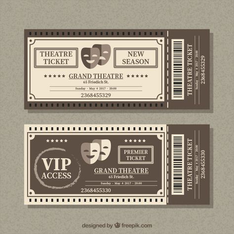 Theatre Ticket Design, Theater Ticket, Theatre Ticket, Ticket Template Free, Theatre Tickets, Zestaw Ikon, Vintage Ticket, Kartu Valentine, Ticket Design