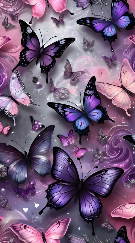 Purple Wallpaper With Butterflies, Butterfly Background Wallpapers, Rainbow Butterfly Wallpaper, Beautiful Butterfly Wallpaper, Butterfly Stuff, 3d Wallpaper Butterfly, Wallpaper Butterfly, Butterflies Wallpaper, Purple Butterfly Wallpaper