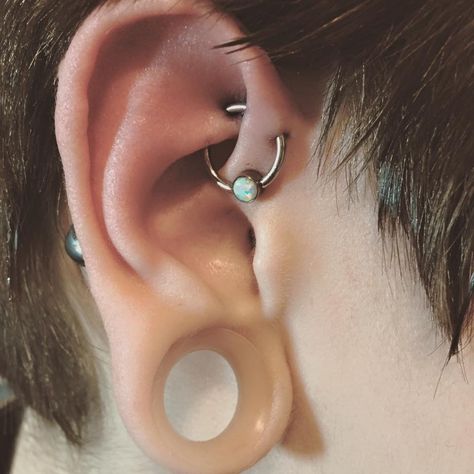 Dave Kelso of Piercology, in Columbus, OH performed this intricate Orbital piercing. Captive bead from Anatometal, ring by Body Circle Designs. Dave has almost 20 years of experience. Orbital Piercing Ideas, Piercing Diagram, Ear Piercing Diagram, Piercing Curation, Ear Aesthetic, Unique Piercings, Piercing Art, Ear Styling, Orbital Piercing