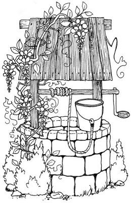 Beccy's Place: Wishing Well Pola Bordir, Adult Colouring Pages, Soyut Sanat Tabloları, Wood Burning Patterns, Pola Sulam, Water Well, Digi Stamps, Wishing Well, Drawing Lessons