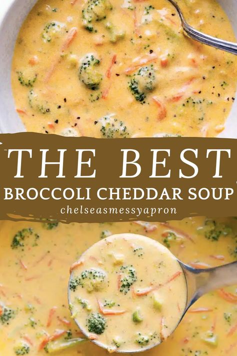 Creamy and delicious Broccoli Cheddar Soup on the stovetop in just one pot! It’s both easy to make and bursting with flavor. The secret to this soup lies in the spices! Brocc Cheddar Soup, Broccoli Cheddar Soup Instapot, Cheese And Broccoli Soup Recipe, Easy Healthy Chicken Broccoli Soup, Broccoli Cheddar Bacon Soup, Cheddar Broccoli Chicken Soup, Broccoli Cheddar Ham Soup, Broccoli Cheddar Soup Half Baked Harvest, Tasty Broccoli Cheddar Soup