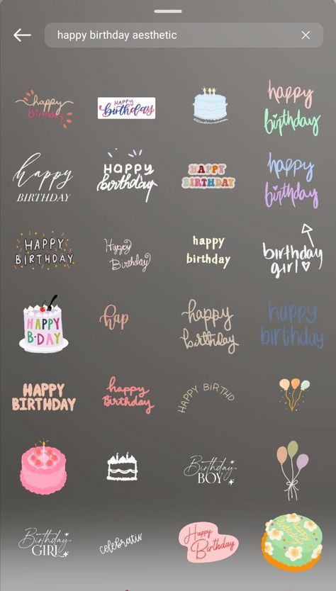 Cute Birthday Stickers On Instagram, Happy Birthday Stickers On Instagram, Happy Birthday Snapchat Stickers, Insta Happy Birthday Stickers, Happy Birthday Gifs Insta Story, Instagram Gif Happy Birthday, Happy Birthday Instagram Story Stickers, Happy Birthday Fonts Instagram, Insta Stickers Search Birthday