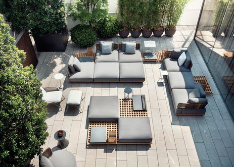 MINOTTI products, collections and more | Architonic Studio Mk27, Terrace Furniture, Teak Wood Furniture, Outdoor Wood Furniture, Furniture Sofa Set, Outdoor Lounge Set, Tables And Chairs, Modern Outdoor Furniture, Terrace Design