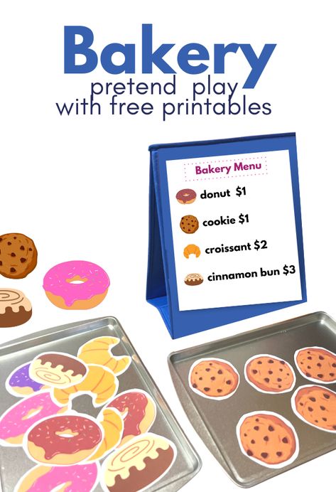 Pretend Classroom Dramatic Play, Preschool Beauty Shop Activities, Baking Unit Preschool, Coffee Shop Dramatic Play Free Printable, Chef Lesson Plans Preschool, Baking Dramatic Play, Bakery Kindergarten Ideas, Dramatic Play Restaurant Printables Free, Baker Preschool Activities