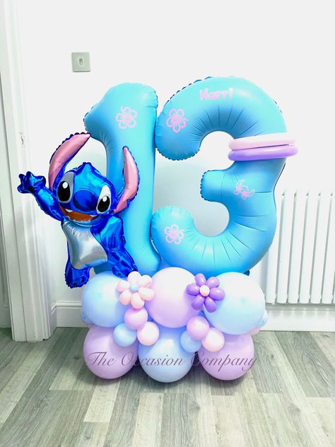 Lilo And Stitch Balloon Bouquet, Stitch Balloon Decoration, Lilo And Stitch Balloons, Stitch Balloon Bouquet, Stitch Balloons, Lilo And Stitch Birthday Party, Balloon Stack, Balloon Boutique, Stitch Party