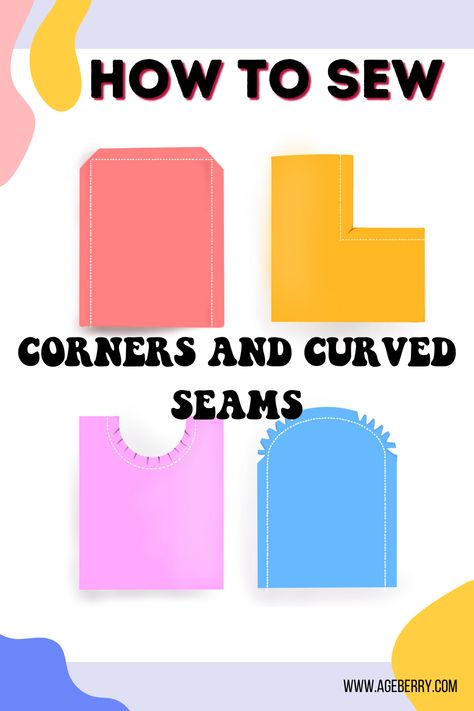 Dress Making Tips Sewing, How To Sew Square Corners, Sewing Curves Tutorial, Professional Sewing Techniques, How To Sew Seams, Sewing Round Edges, How To Sew Rounded Edges, Sewing Curved Seams, How To Sew Curved Seams