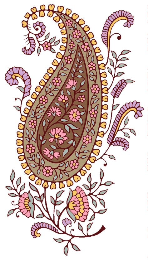 Paisley Drawing, طابع بريدي, Paisley Motif, Botanical Flower Art, Color Drawing Art, Print Design Art, Folk Art Flowers, Textile Prints Design, Paisley Art