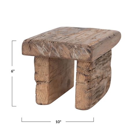 "Purchase the 6\" Natural Decorative Reclaimed Wood Pedestal at Michaels. com. This rustic pedestal features a reclaimed wood construction in a natural finish. Curate a space that reflects your unique sense of style with intentionally designed home décor. This rustic pedestal features a reclaimed wood construction in a natural finish. Curate a space that reflects your unique sense of style with intentionally designed home décor. Details: Natural 10\" x 6\" x 6\" Reclaimed wood For indoor use onl Raw Wood Furniture, Gift Guide Design, Reclaimed Wood Console Table, Display Risers, Into The Wood, Wood Pedestal, Candle Displays, Wood Rustic, Iron Candle