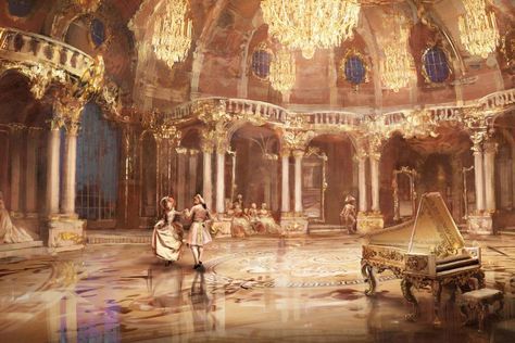 Karl Simon, concept art, Disney Fantasy Ballroom, Ballroom Aesthetic, Belle Aesthetic, Prince Castle, Belle And Beast, Disney Beauty And The Beast, Princess Aesthetic, Environment Concept Art, Book Inspiration