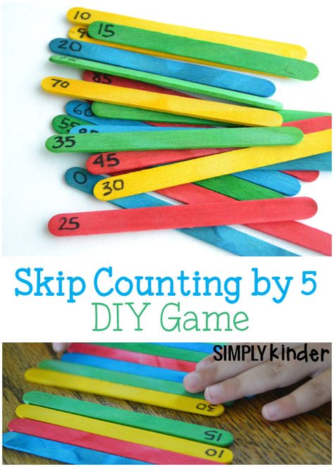 Skip Counting by 5 DIY Game. Fun math game for kindergarten! Teaching Counting By Fives, Counting By Fives Activity, Skip Counting By 5, Game For Kindergarten, Skip Counting Activities, Free Math Games, Counting By 5's, Kindergarten Math Games, Class Activity