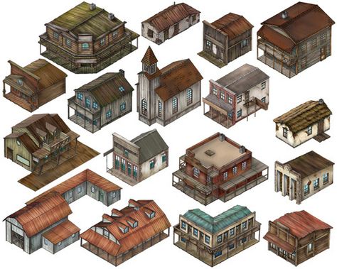 Wild West Buildings Concept Art, Old Western Architecture, Wild West Town Concept Art, Wild West Minecraft, Wild West House, Wild West Buildings, Old Western Towns, Old West Town, Steampunk City