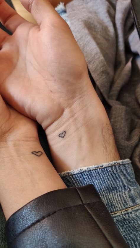 Half Heart Tattoo Couples, Half A Heart Tattoo, Half Heart Tattoo, Half Heart, Tattoo Heart, Couple Tattoo, Little Tattoos, Couple Tattoos, Small Heart