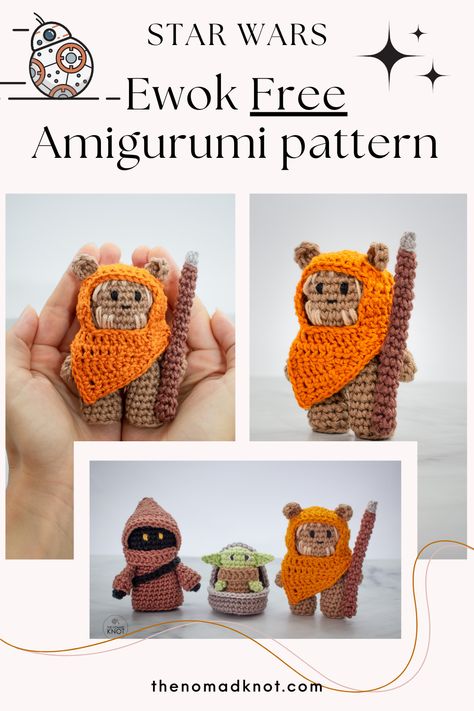 Crochet R2d2 Amigurumi Free Pattern, Bb8 Crochet Pattern Free, Crochet Jawa Free Pattern, Crochet Star Wars Ornaments, Crocheted Star Wars Characters, Porg Crochet Pattern Free, Crochet Star Wars Pattern Free, Easy Star Wars Crochet Pattern, Crochet Star Wars Plushie