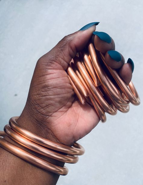 Copper Bangles, Copper Choker, Africa Earrings, Long Press On Nails, Hammered Bangles, Bangles Set, Bangle Bracelet Set, Open Bangle, Gold Jewelry Simple