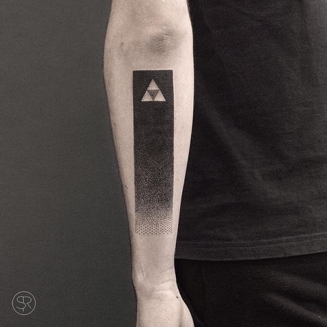 Some blackwork minimalism for @benoitbiegel Done at @studio_palermo #studiopalermo #antwerpen #blackwork #blacktattooart #dotwork #tattoo #equilattera #blackworkers Triforce Tattoo, Ankle Band Tattoo, Nintendo Tattoo, Zelda Tattoo, 3d Triangle, Forearm Band Tattoos, Pink Tattoo, Shape Tattoo, 3d Tattoos