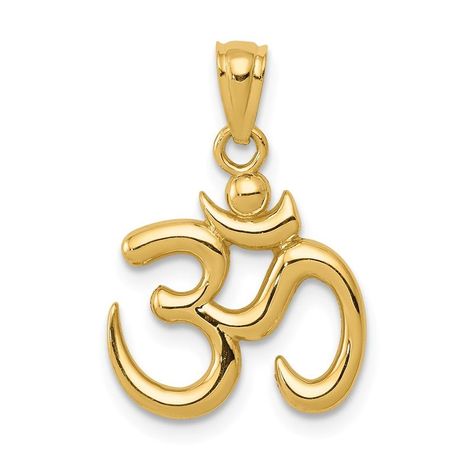 Tie The Meaning To The Moment With A Classic Or Unusual Pendant That Makes It Personal, Thoughtful, Or Meaningful. This Om Symbol Pendant Crafted In 14k Yellow Gold Features A Polished 2-Dimensional Design With An Open Back. The Approximate Size Is 15mm (9/16 Inch) In Width By 20mm (3/4 Inch) In Length With The Bail. This Item Does Not Include A Chain. This Item Has An Approx. Length Of 20mm And Width Of 15mm. Om Symbol, Locket, Open Back, Charms, Yellow Gold, For Men, Yellow, Pendant, Gold