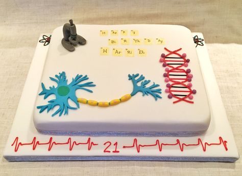 Chemistry Cake Ideas, Biology Cake, Cake 21st Birthday, Science Periodic Table, Elements Symbols, Science Cake, Guys 21st Birthday, Dna Strand, Graduation Party Cake