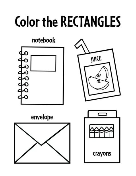 Rectangle Coloring Page, Rectangle Art For Toddlers, Rectangle Shape Worksheets For Preschool, Rectangle Worksheets For Preschool, Square Coloring Page, Rectangle Activities For Toddlers, Rectangle Worksheet Preschool, Rectangle Preschool Activities, Rectangle Shape Activities For Preschool