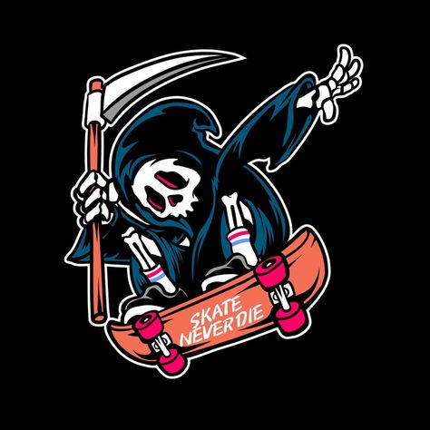 Grim reaper skate cartoon illustration | Premium Vector #Freepik #vector Grim Reaper Cartoon, Logo Design Inspiration Sports, Skate Tattoo, Trippy Designs, Traditional Tattoo Sleeve, Skate Art, Tattoo Style Drawings, Skateboard Design, Flash Art