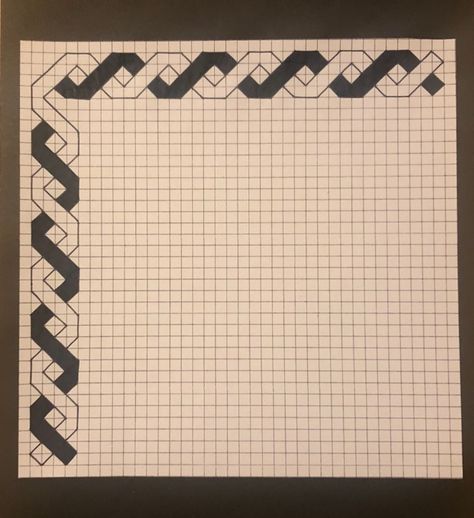 Graph paper border frame designs Free to download pdf :) Paper Cross Stitch, Paper Cross, Celtic Knot Drawing, Cross Stitch Crochet, Square Drawing, Paper Border, Graph Paper Designs, Frame Pattern, Zen Doodle Patterns